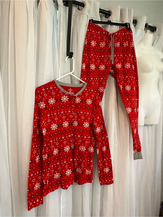 Honest Baby Company Other - Honest Baby Company  Red Snowflake Henley Pajama Top and Jogger Bottoms